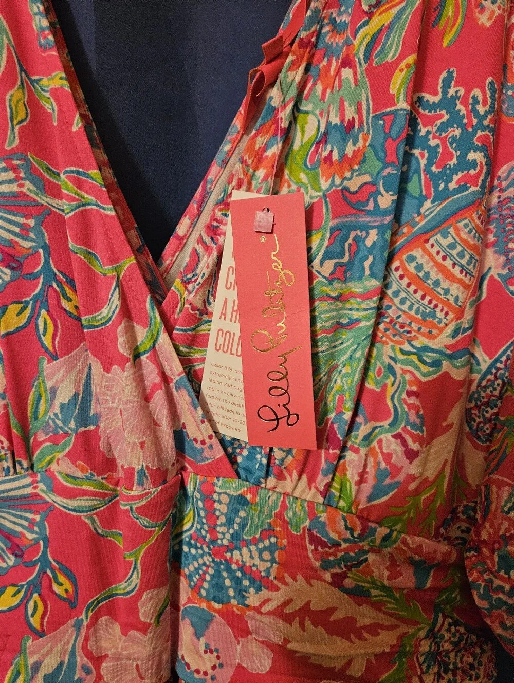 Lilly Pulitzer Pink Multi Floral V-Neck Midi Dress - Picture 9 of 9